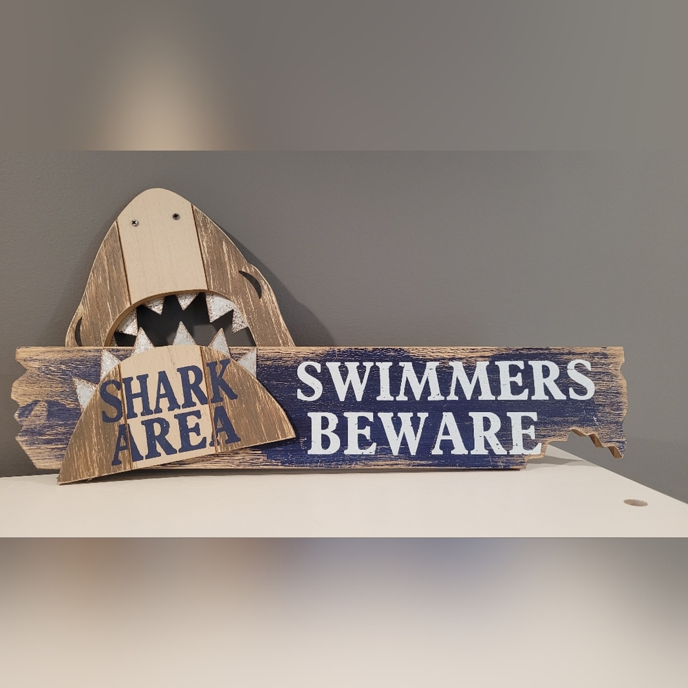 Wooden Shark Sign/Decor. New
